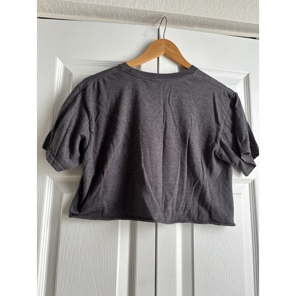 Wrangler T-Shirt Cropped Women’s Small Gray Short Sleeve Graphic Round Neck - Picture 4 of 4